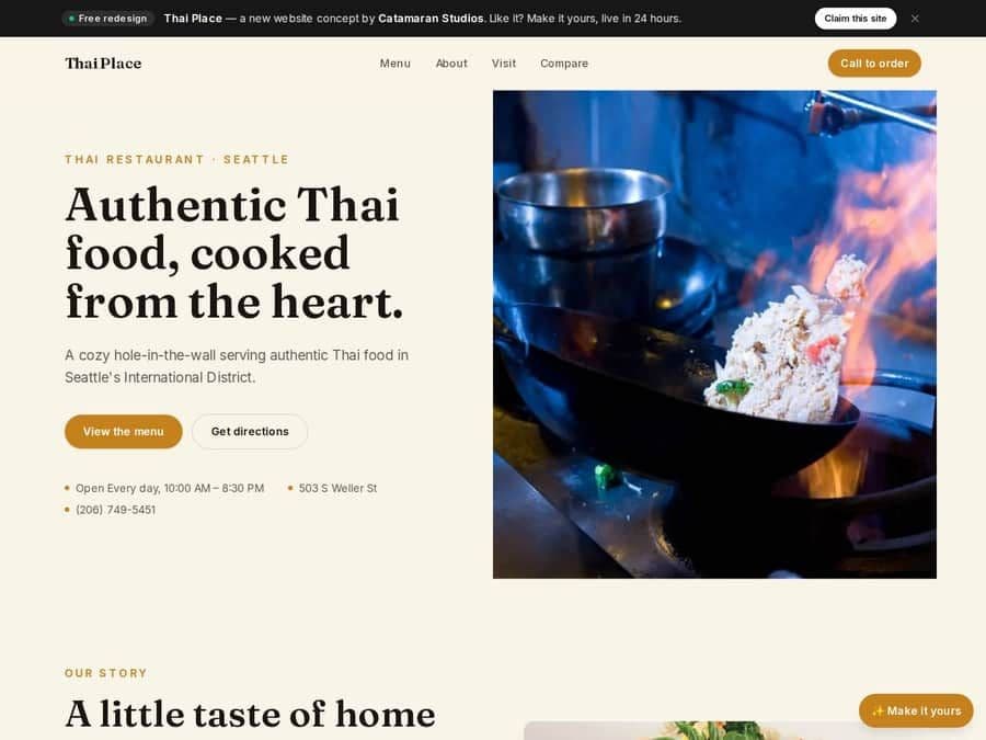 Thai Place — a restaurant website we built